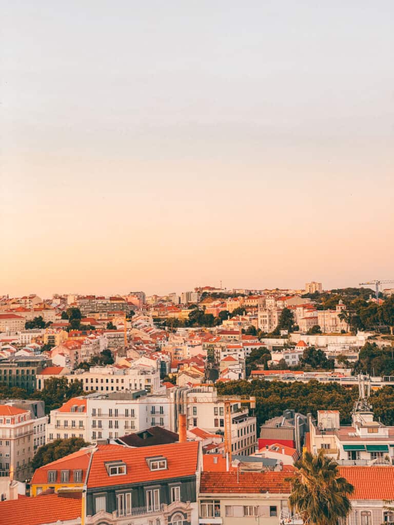 June in Lisbon during a magical sunset over the city